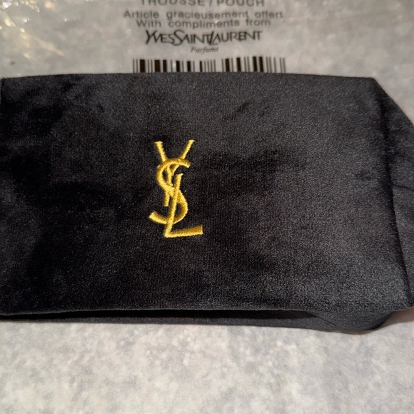 Yves Saint Laurent Black Cosmetic Bag with Gold Logo - Picture 6 of 9